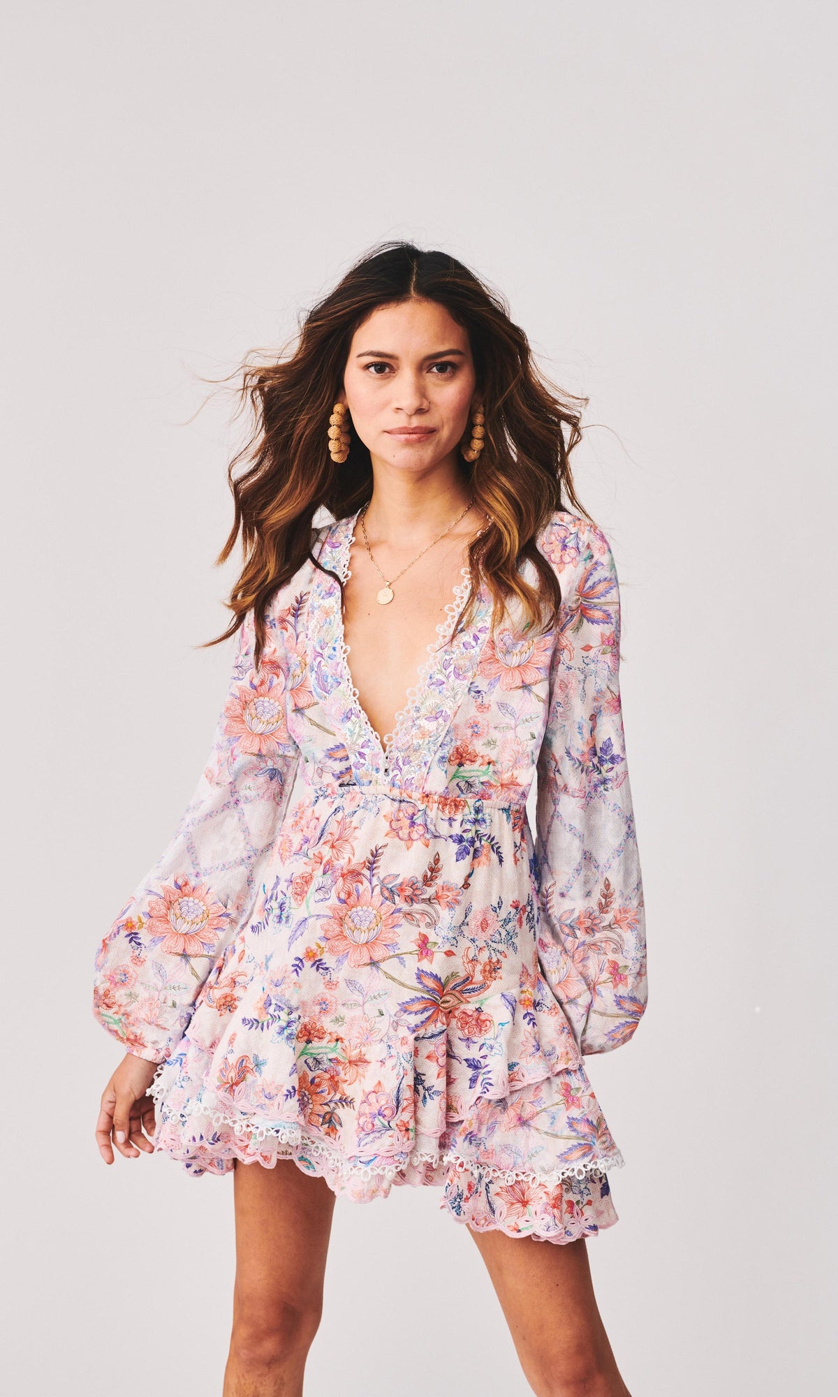 Womens | Kati Cotton Short Dress | Peach