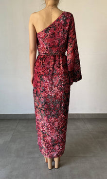 Womens | Mehr Viscose Nylon/Polyester Long Dress | Black/Maroon