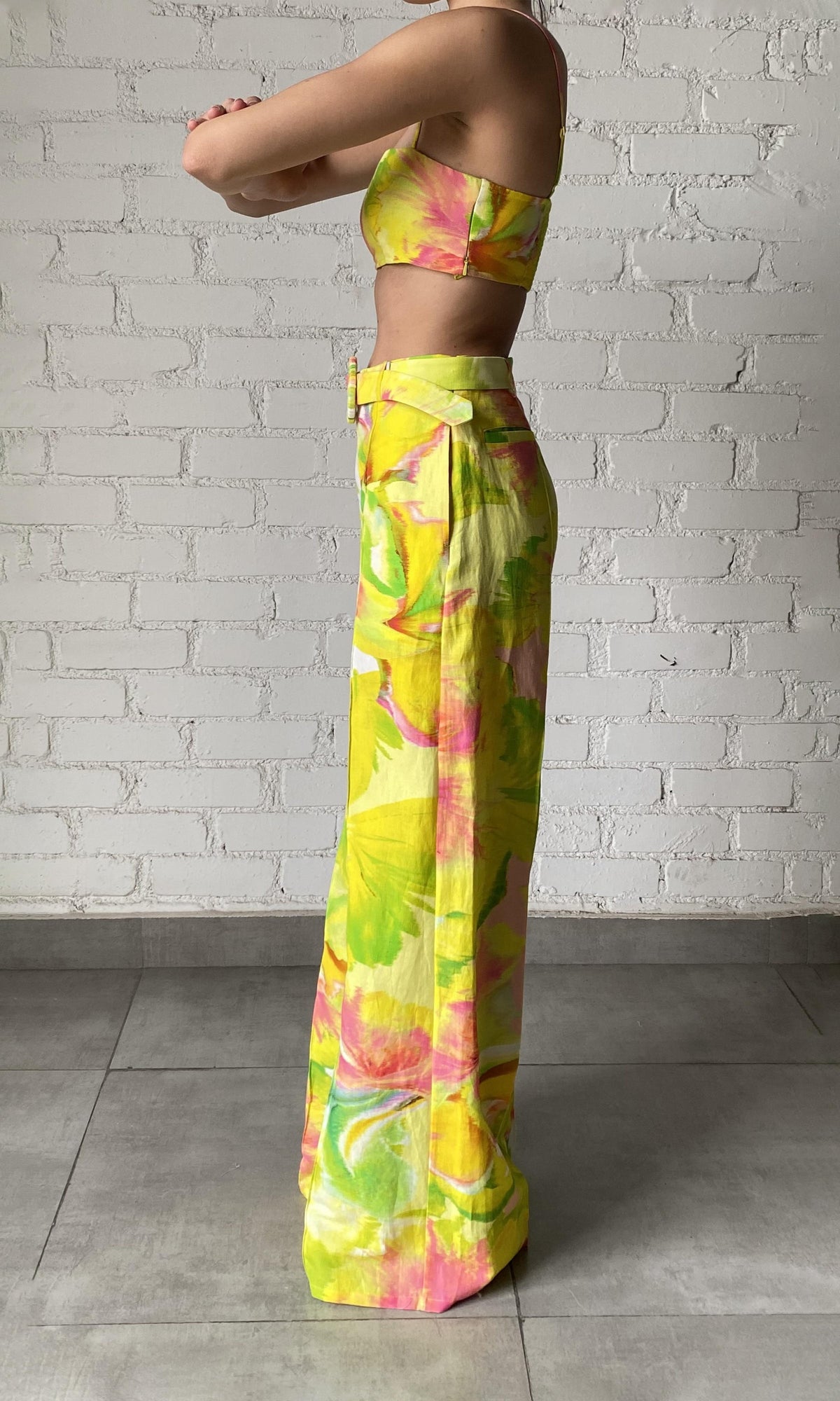 Womens | Mina Linen Cotton Bandeau | Yellow Floral