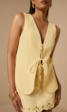 Womens | Nain Linen Cotton Vest | Yellow