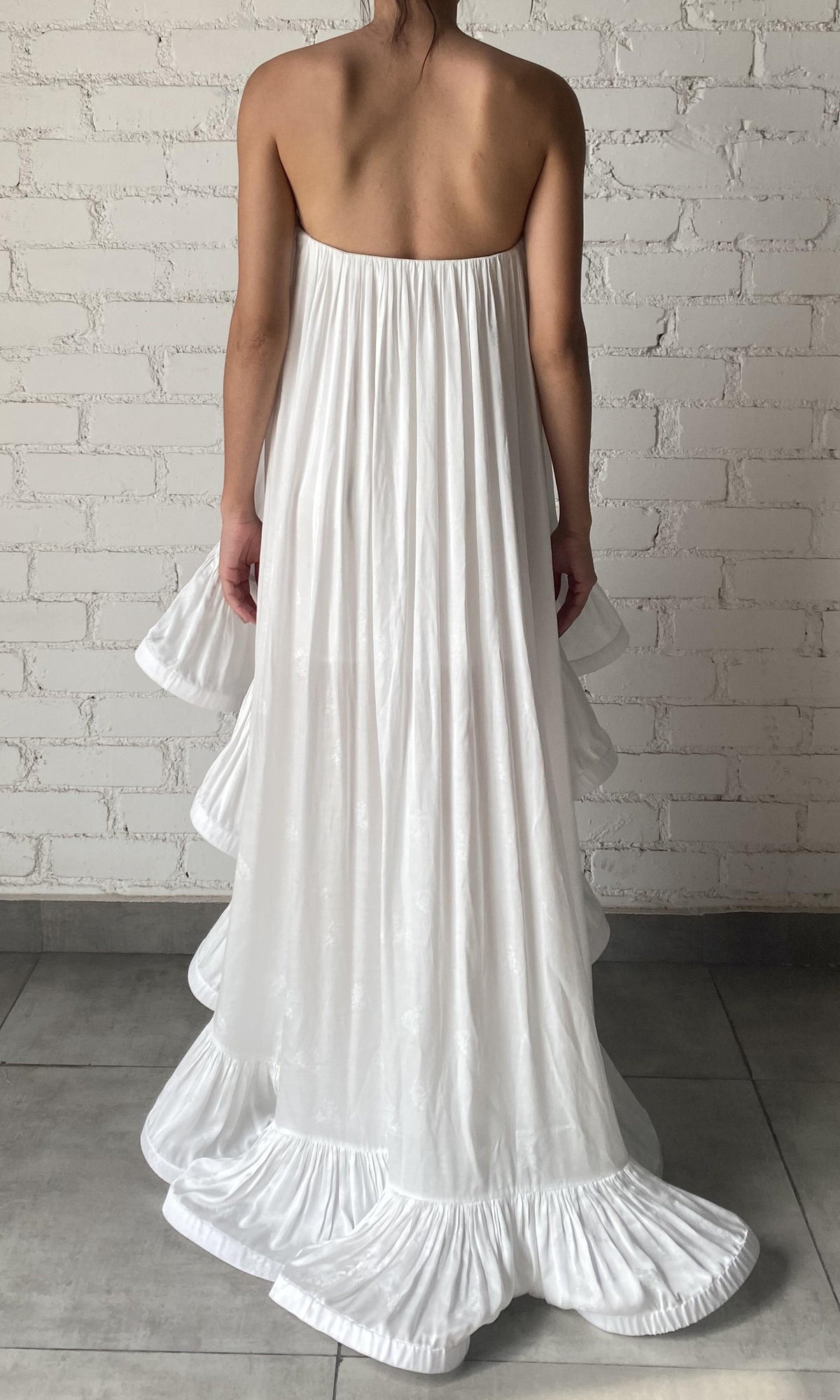 Womens | Nera Viscose Satin Jacquard Long Dress | White
