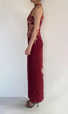 Hemant And Nandita | Niya Viscose Heavy Crepe Halter Midi Dress | Maroon