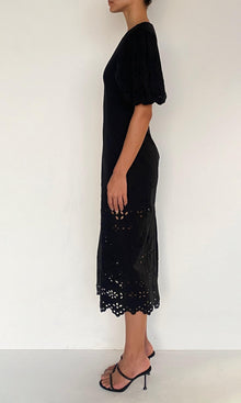 Womens | Raga Cotton Schiffli Midi Dress | Black
