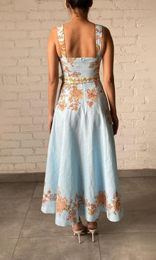 Womens | Riah Linen Cotton Midi Dress | Blue