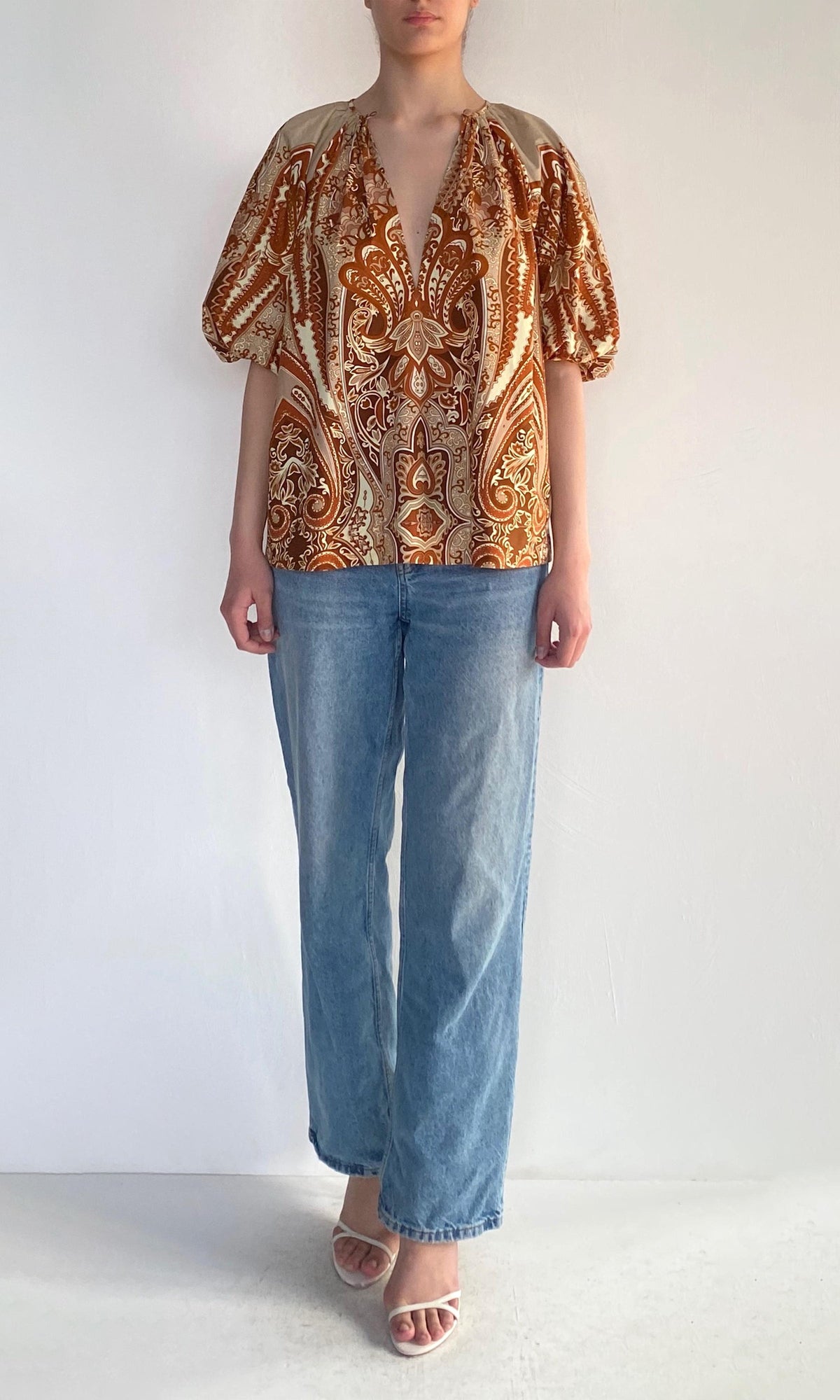 Hemant And Nandita | Rida Cotton Poplin Raglan Sleeve Top | Multi