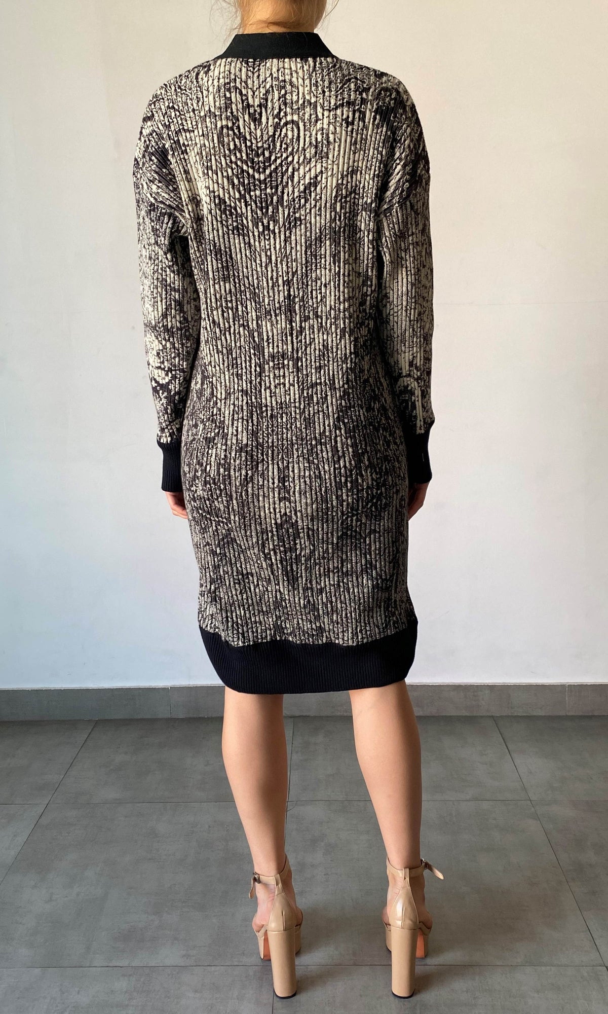 Womens | Ruha Polyester Woolen Knit Long Cardigan | Black/White