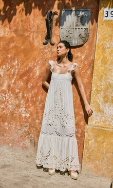 Womens | Runa Flat Chiffon Long Dress | Off White