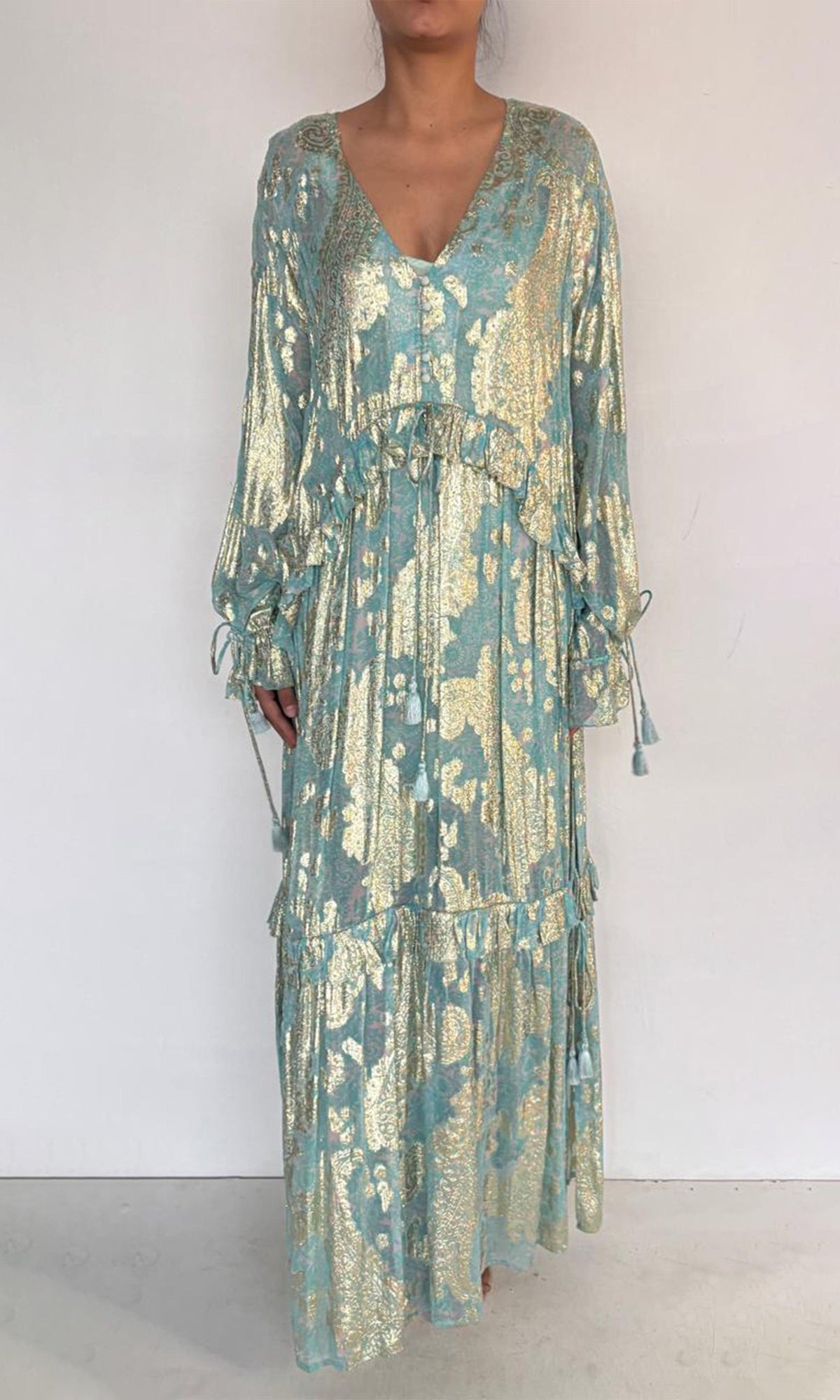 Hemant And Nandita | Sahar Viscose Georgette Lurex Kaftan | Blue