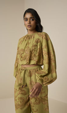 Womens | Sakhi Linen Cotton Pull On Pants | Olive