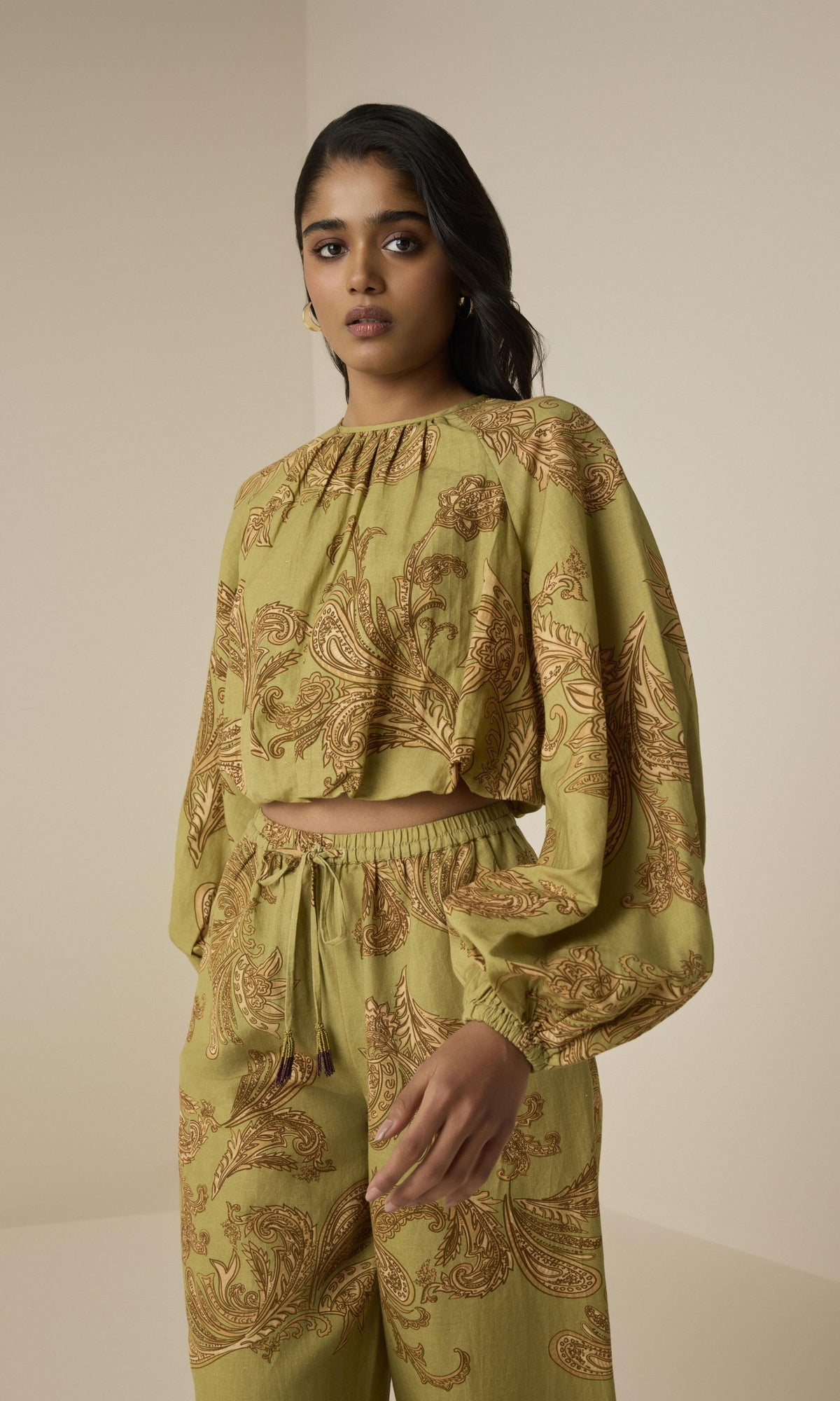 Womens | Sakhi Linen Cotton Pull On Pants | Olive