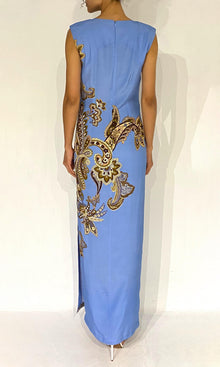 Hemant And Nandita | Saya Polyester Double Satin Maxi Dress | Cornflour Blue