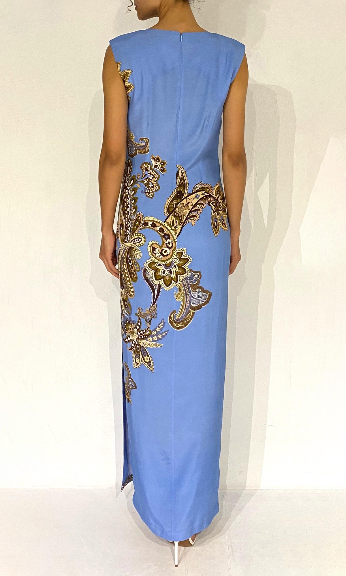 Hemant And Nandita | Saya Polyester Double Satin Maxi Dress | Cornflour Blue