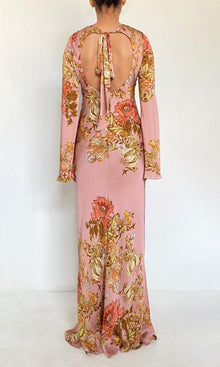 Hemant And Nandita | Sula Viscose Satin Back Ties Maxi Dress | Dusty Pink