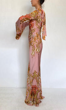 Hemant And Nandita | Sula Viscose Satin Back Ties Maxi Dress | Dusty Pink