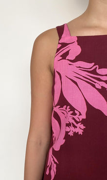Hemant And Nandita | Tehr Linen Cotton Short Dress | Black Magenta