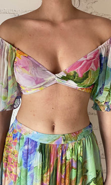Hemant And Nandita | Tiva Viscose Crinkle Chiffon Crop Top | Multicolor
