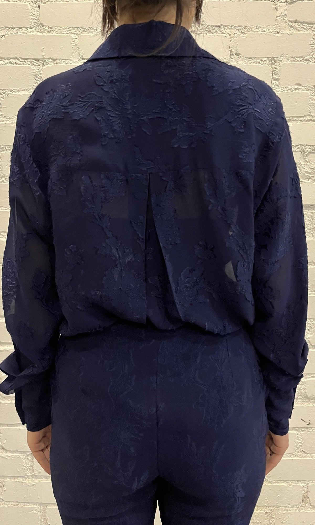 Womens | Tiya Viscose Georgette Jacquard Shirt | Blue