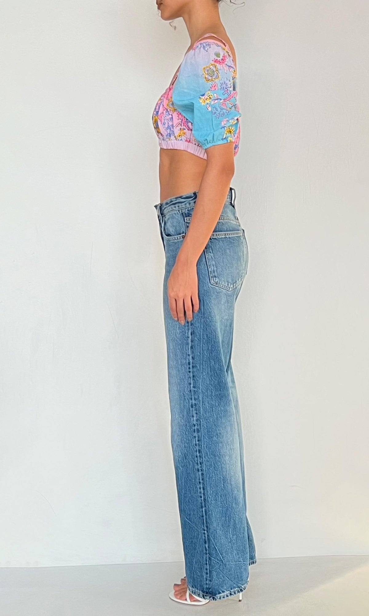 Hemant And Nandita | Vana Cotton Linen Top | Pink/Blue