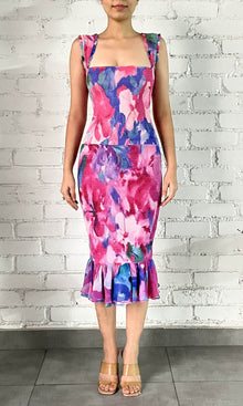 Womens | Vesa Viscose Georgette Midi Dress | Pink Multi