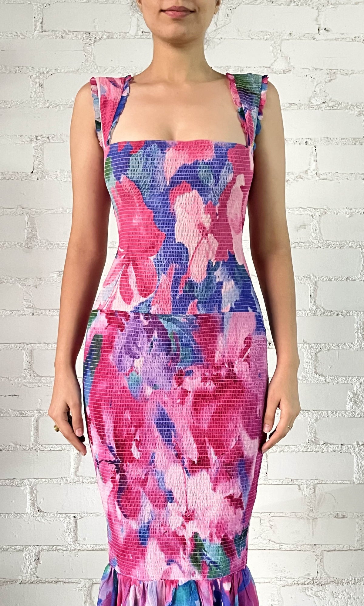 Womens | Vesa Viscose Georgette Midi Dress | Pink Multi
