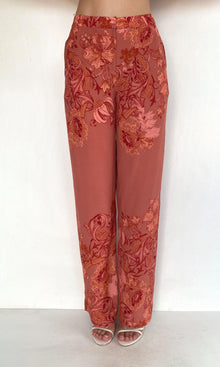 Hemant And Nandita | Vine Viscose Heavy Crepe Straight Pants | Coral