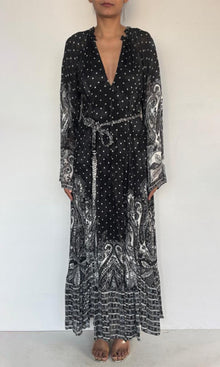 Womens | Viri Cotton Long Dress | Black/White