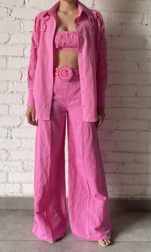 Hemant And Nandita | Yuri Linen Cotton Oversized Shirt | Pink