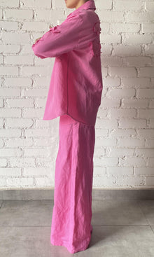 Hemant And Nandita | Yuri Linen Cotton Oversized Shirt | Pink