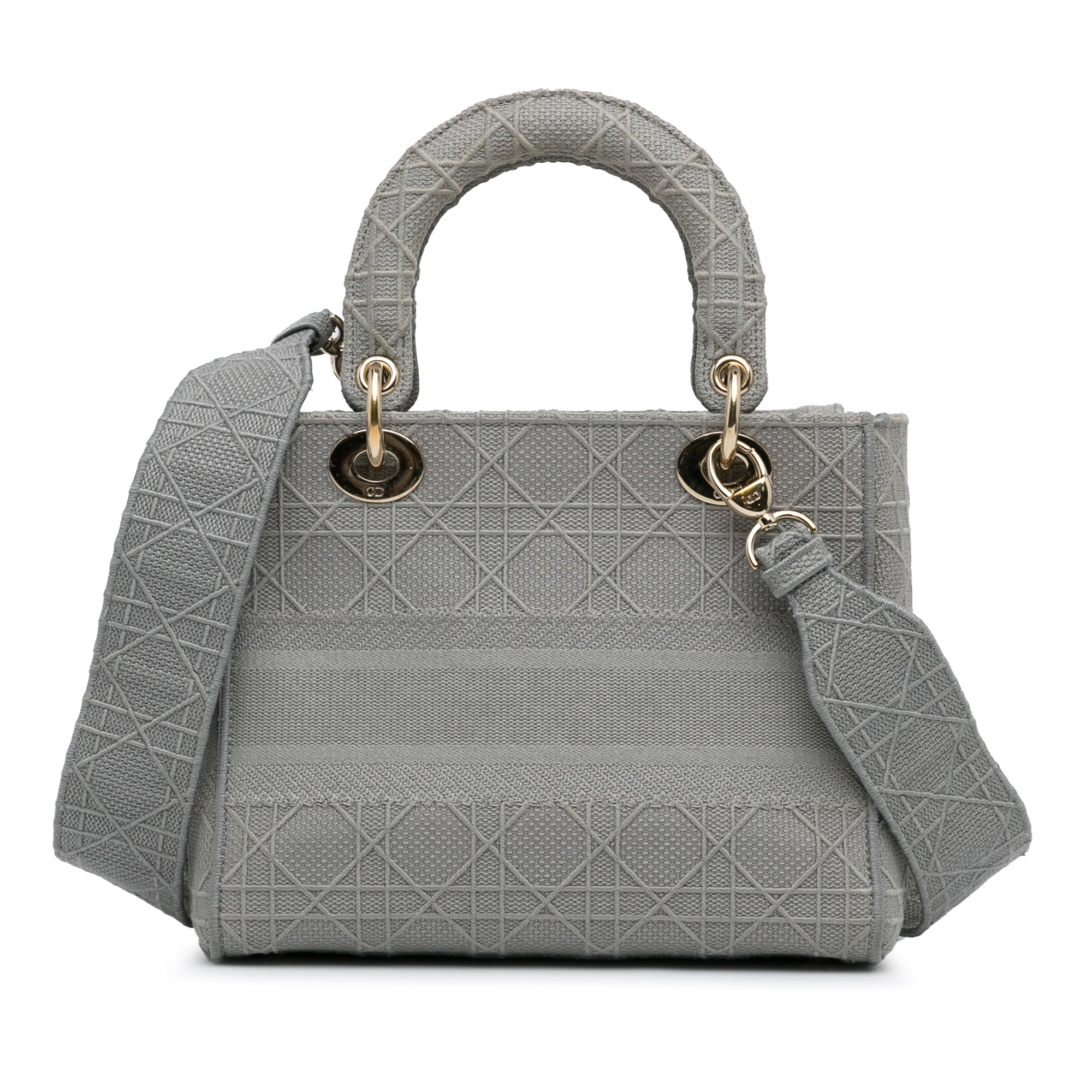 Dior | Pre-Owned Medium Canvas Cannage Lady D Lite - IV | Gray/Light Gray