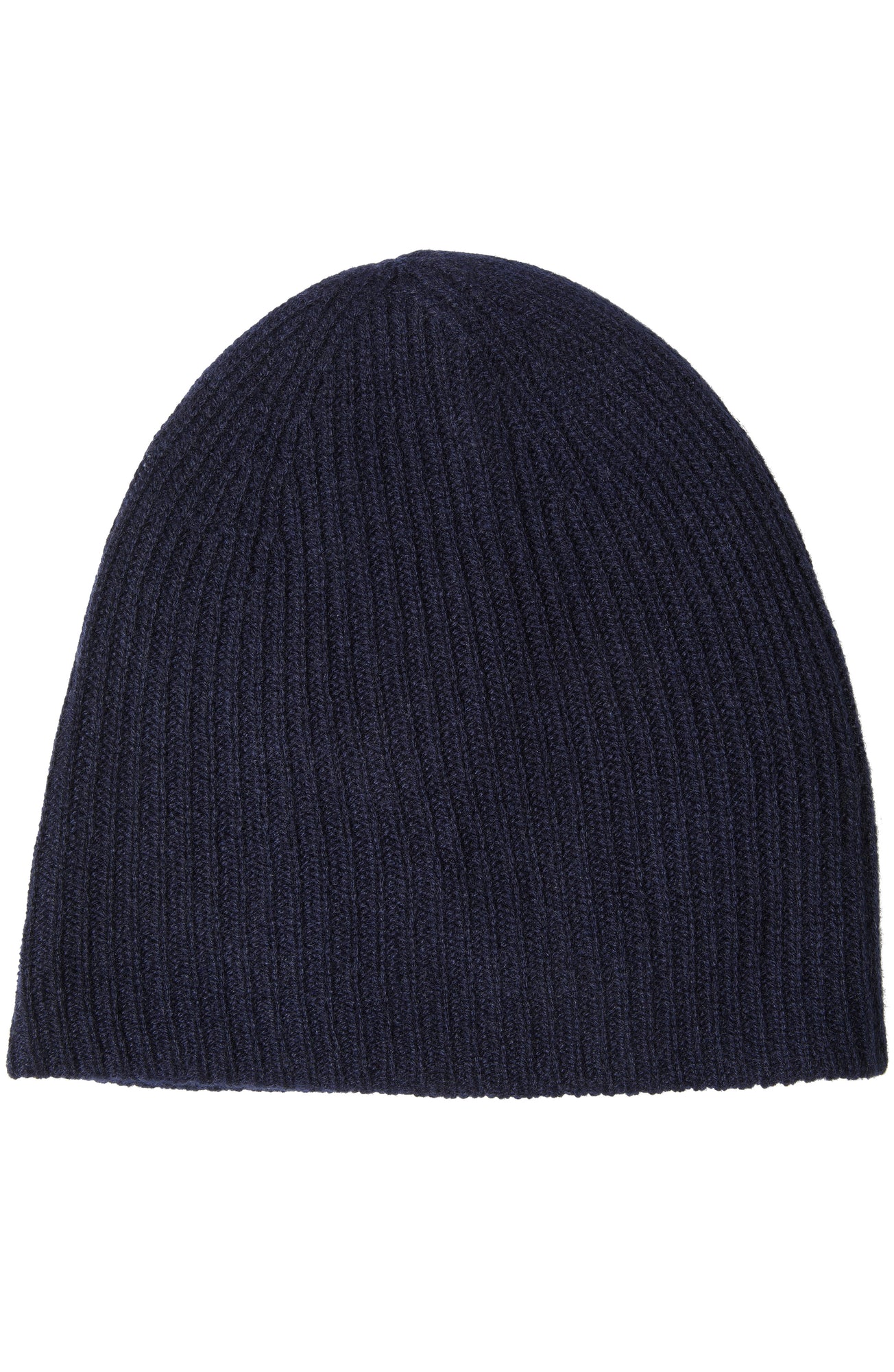 Amicale Cashmere | Women | Cashmere Rib Knit Double Layer Slouchy Hat | Navy