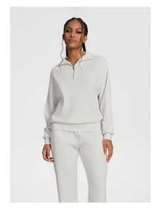 Half-Zip Long Sleeve Sweatshirt | White