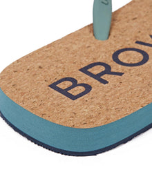 Haston Cork Embossed Logo Slider Sandals | Navy/Silver Green