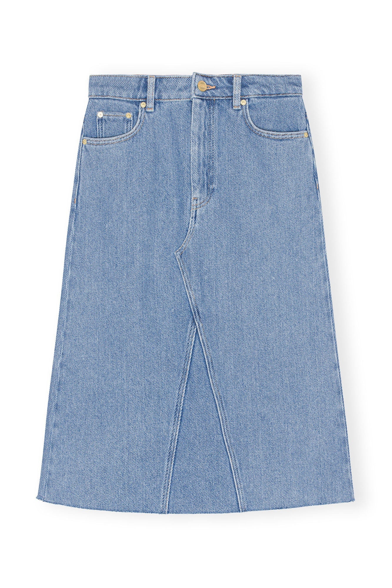 Heavy Denim Midi Skirt | Light Blue Stone