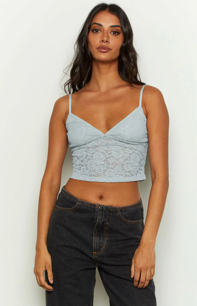Here With Me Lace Cami and Shrug Set | Blue