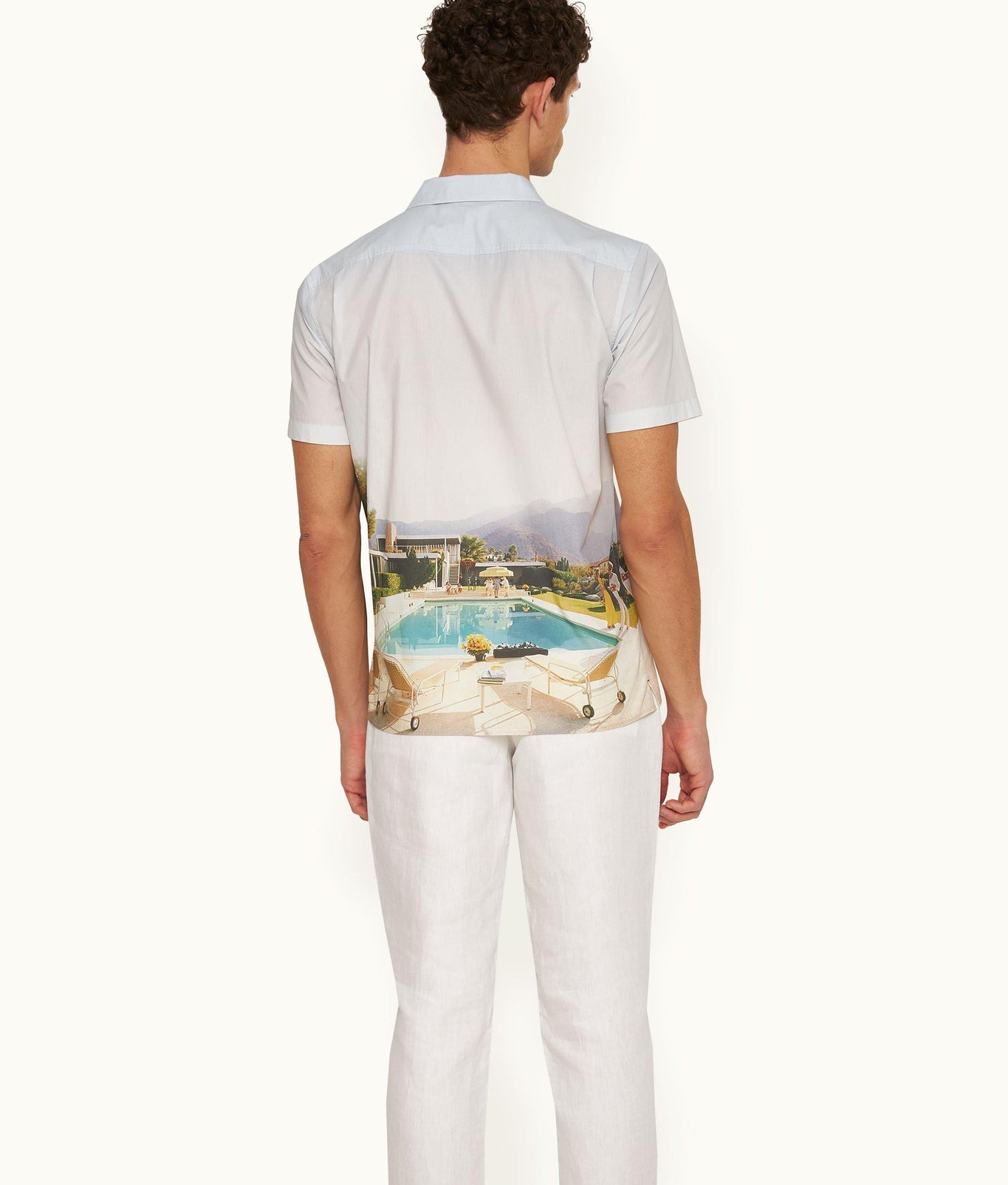 Hibbert Photographic Print Classic Fit Capri Collar Shirt | Kaufmann Cocktail