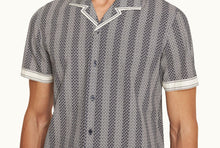 Hibbert Rills Print Classic Fit Capri Collar Cotton Shirt | Night Iris/White Sand