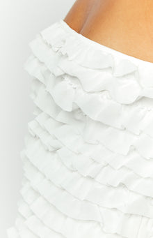 Hilary Ruffle Mini Party Dress | White