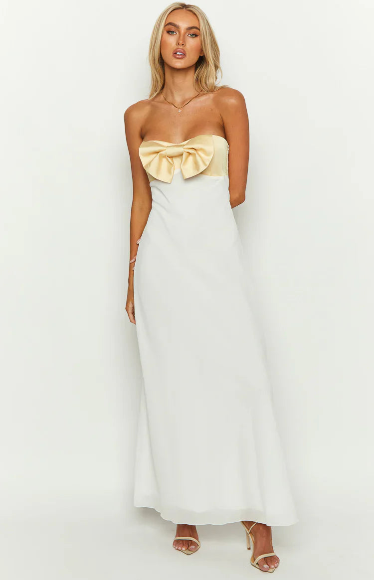 Honeydew Bow Maxi Dress | Yellow