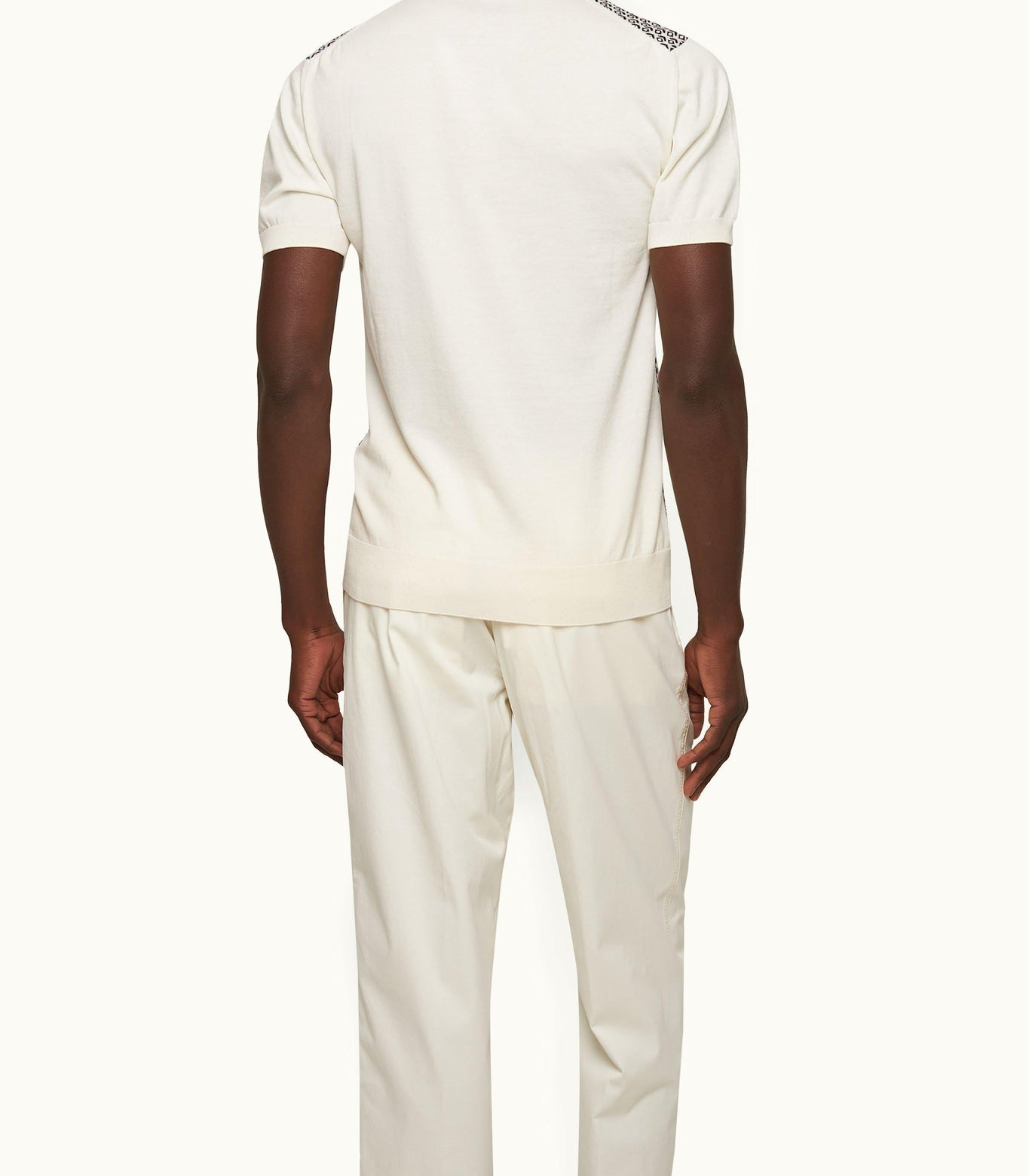 Horton Jacquard Tailored Fit Knit Polo Shirt | Night Iris/White Sand