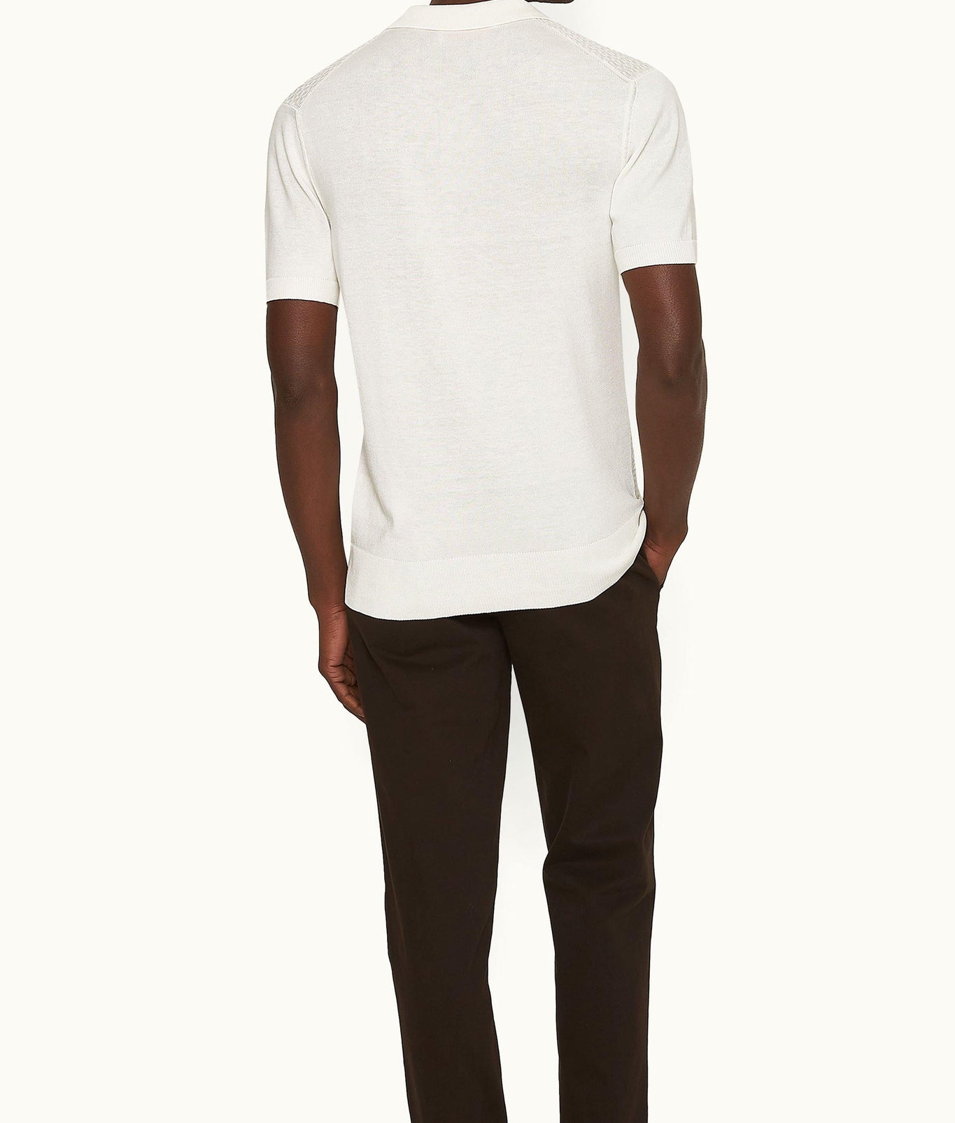 Horton Pique Tailored Fit Silk-Cotton Polo Shirt | White Sand