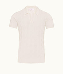 Horton Silk Tailored Fit Silk-Cotton Chevron Polo Shirt | Sea Mist