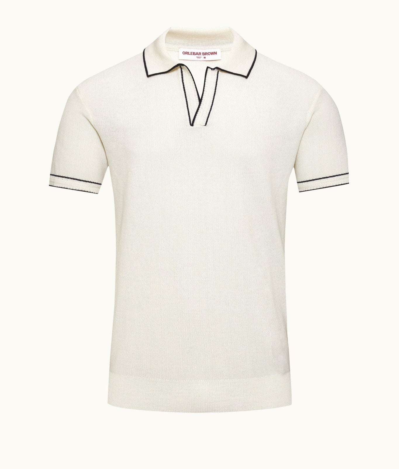 Horton Tailored Fit Chevron Tipping Merino Polo Shirt | White Sand/Night Iris