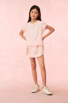Girls Tilliat Cotton Bow Tee | Icicle Pink