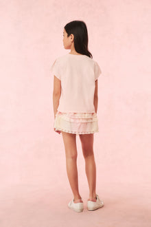 Girls Tilliat Cotton Bow Tee | Icicle Pink