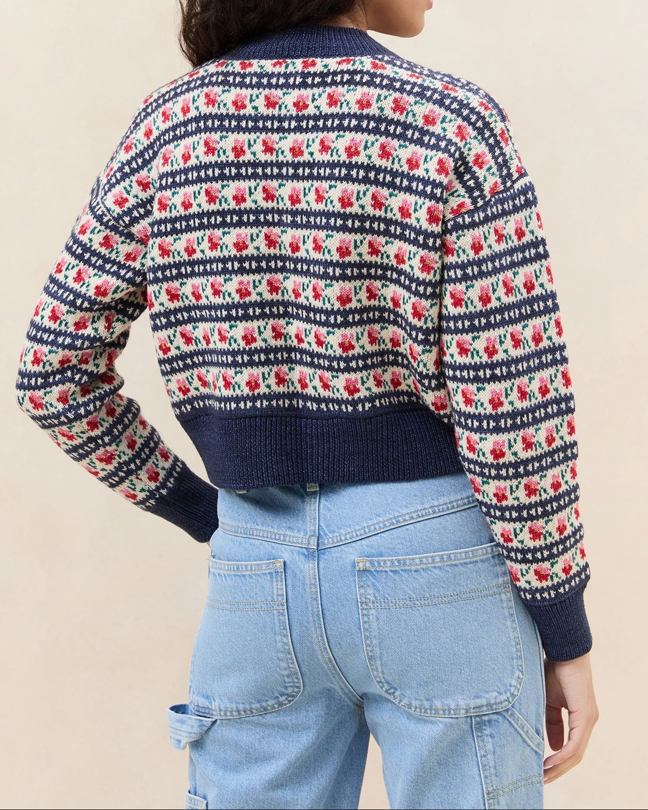 Color: Blue Jean Floral Intarsia