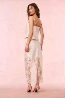 Ilene Satin Lace Maxi Skirt | Sugar Buff