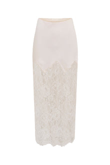 Ilene Satin Lace Maxi Skirt | Sugar Buff