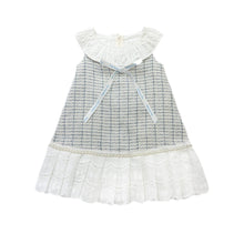 Girl | Iris Tweed Dress | White x Blue