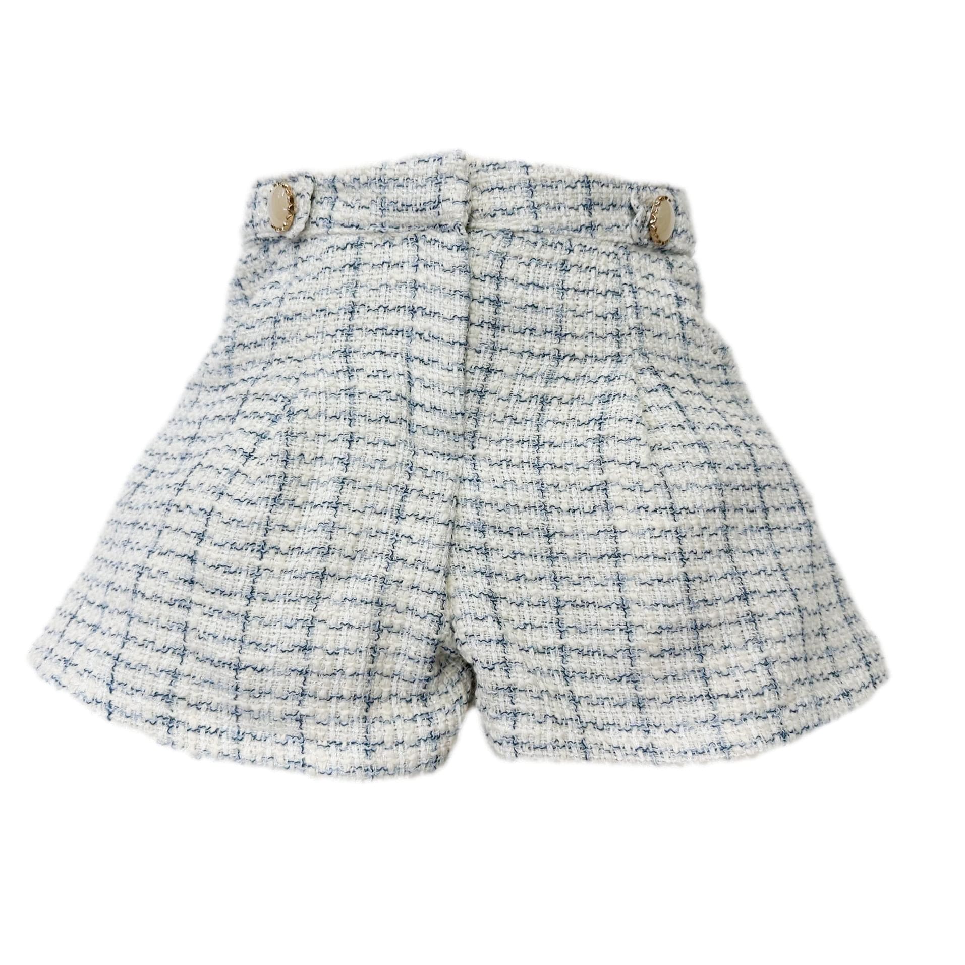 Girl | Iris Tweed Shorts | White x Ivory x Blue