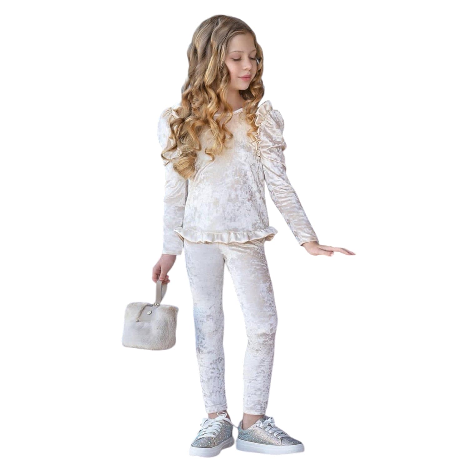 Girl | Velour Lounge Set | Cream